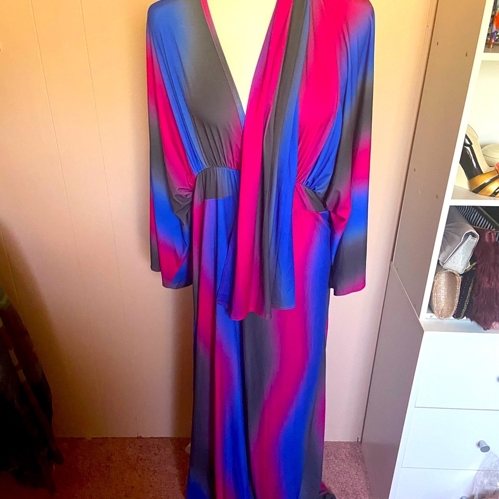 Multicolored Maxi dress w/ belt